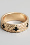 Textured Brass Ring With Cross Stamps