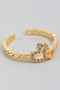Brass Chain Ring With Hearts And Cz Pave