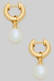 Small Hinge Hoops With Dangling Pearl