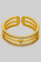 Delicate Brass Triple Stack Ring With Pave