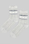 Soft Bow Print Socks With Ribbed Detail