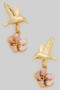 Hummingbird Studs With Flower Charm
