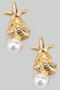 Starfish Shell And Pearl Drop Earrings