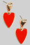 Heart Post Earrings With Dangling Heart