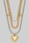 Layered Chain Necklace With Puff Hearts