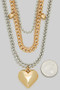 Layered Chain Necklace With Puff Hearts