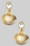 Dazzling Stone Post With Shell Drop Earrings