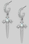 Cross Sword Hoop Earrings