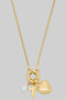 Heart Cross And Pearl Charm Necklace