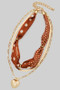 Layered Dot Scarf And Chain Necklace With Heart