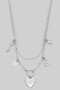 Multi Heart And Key Charms Layered Necklace