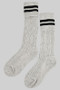 Cable Knit Long Socks With Stripes