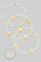 Three Piece Cross Charm Beaded Stretch Bracelet