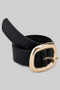 Faux Leather Belt With Square Buckle