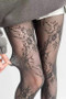 Gray Floral Pattern Fishnet Stockings