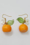 Orange Drop Earrings With Flower