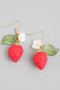 Strawberry Drop Earrings With Flower