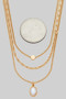Round Pendant Three Piece Chain Necklace Set