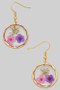 Round Pressed Flower Drop Earrings