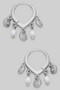 Pointed Brass Hoops With Pearls And Cz Charms