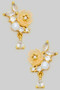 Flower Cz Pearl Post Earrings