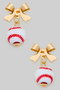 Bow Post With Baseball Charm Earrings