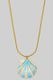 Stainless Steel Pearly Shell Pendant Necklace