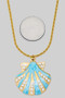 Stainless Steel Pearly Shell Pendant Necklace