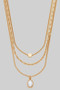 Round Pendant Three Piece Chain Necklace Set
