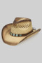 Aged Two Tone Cowboy Hat Tq Stone On Faux Leather 