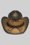 Aged Two Tone Cowboy Hat Tq Stone On Faux Leather 