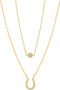 Gold Dipped Layered Cz And Horseshoe Pendant Necklace