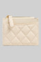Quilted Faux Leather Card Wallet With Zip Pouch