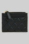 Quilted Faux Leather Card Wallet With Zip Pouch