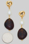 Gold Dipped Knot Post With Pearl Marble Drop Earri