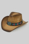 Straw Cowboy Hat Rhinestone Flower W Steer Concho
