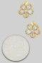 Gold Dipped Cz Flower Clip On Earrings