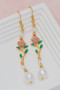 Tiered Flower And Pearl Drop Earrings