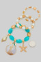 Three Piece Stone Shell And Pearl Stretch Bracelet