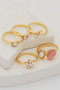 Five Piece Pearly Flower And Stone Ring Stack Set
