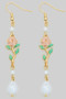 Tiered Flower And Pearl Drop Earrings