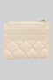 Quilted Faux Leather Card Wallet With Zip Pouch