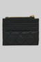 Quilted Faux Leather Card Wallet With Zip Pouch