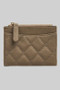 Quilted Faux Leather Card Wallet With Zip Pouch