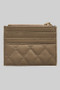 Quilted Faux Leather Card Wallet With Zip Pouch