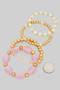 Four Piece Ccb Pearl And Stone Stretch Bracelet Se
