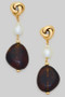 Gold Dipped Knot Post With Pearl Marble Drop Earri