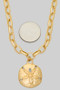 Textured Sand Dollar Pendant Chain Necklace