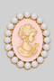 Gold Dipped Pearl Cameo Brooch Pin