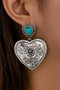 Western Turquoise Stone Heart Drop Earrings